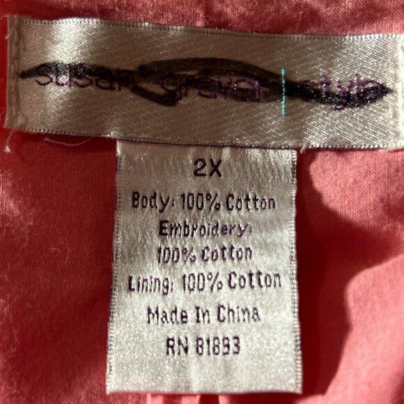 Susan Graver SZ 2X Pink Eyelet Embroidered Jacket Feminine Coquette Cottage - Picture 8 of 9